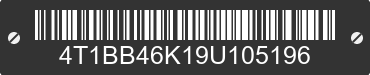 2009 TOYOTA Camry 4T1BB46K19U105196 VIN decoded
