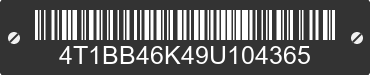 2009 TOYOTA Camry 4T1BB46K49U104365 VIN decoded