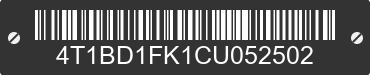 2012 TOYOTA Camry 4T1BD1FK1CU052502 VIN decoded