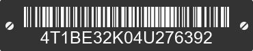 2004 TOYOTA Camry 4T1BE32K04U276392 VIN decoded