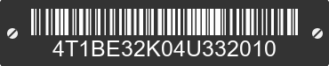 2004 TOYOTA Camry 4T1BE32K04U332010 VIN decoded