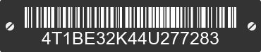 2004 TOYOTA Camry 4T1BE32K44U277283 VIN decoded