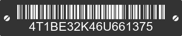 2006 TOYOTA Camry 4T1BE32K46U661375 VIN decoded