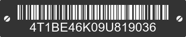 2009 TOYOTA Camry 4T1BE46K09U819036 VIN decoded