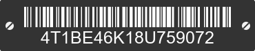 2008 TOYOTA Camry 4T1BE46K18U759072 VIN decoded