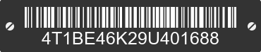 2009 TOYOTA Camry 4T1BE46K29U401688 VIN decoded