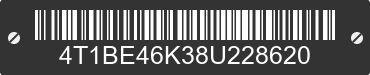 2008 TOYOTA Camry 4T1BE46K38U228620 VIN decoded
