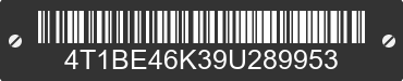 2009 TOYOTA Camry 4T1BE46K39U289953 VIN decoded