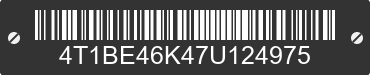 2007 TOYOTA Camry 4T1BE46K47U124975 VIN decoded
