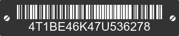 2007 TOYOTA Camry 4T1BE46K47U536278 VIN decoded