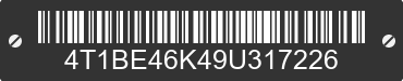 2009 TOYOTA Camry 4T1BE46K49U317226 VIN decoded