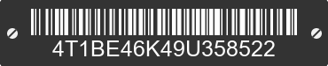 2009 TOYOTA Camry 4T1BE46K49U358522 VIN decoded