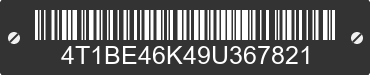 2009 TOYOTA Camry 4T1BE46K49U367821 VIN decoded