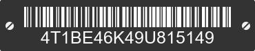 2009 TOYOTA Camry 4T1BE46K49U815149 VIN decoded
