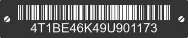 2009 TOYOTA Camry 4T1BE46K49U901173 VIN decoded