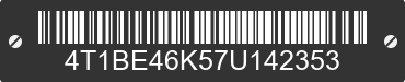2007 TOYOTA Camry 4T1BE46K57U142353 VIN decoded