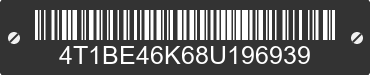 2008 TOYOTA Camry 4T1BE46K68U196939 VIN decoded