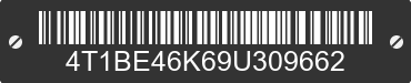 2009 TOYOTA Camry 4T1BE46K69U309662 VIN decoded