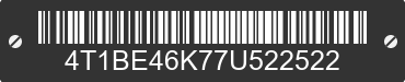 2007 TOYOTA Camry 4T1BE46K77U522522 VIN decoded