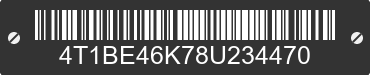 2008 TOYOTA Camry 4T1BE46K78U234470 VIN decoded