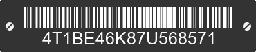 2007 TOYOTA Camry 4T1BE46K87U568571 VIN decoded