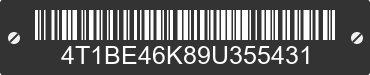 2009 TOYOTA Camry 4T1BE46K89U355431 VIN decoded