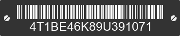 2009 TOYOTA Camry 4T1BE46K89U391071 VIN decoded