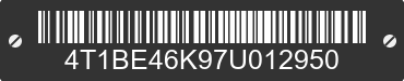 2007 TOYOTA Camry 4T1BE46K97U012950 VIN decoded