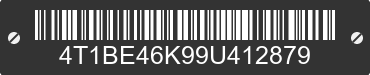 2009 TOYOTA Camry 4T1BE46K99U412879 VIN decoded
