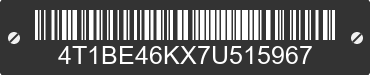 2007 TOYOTA Camry 4T1BE46KX7U515967 VIN decoded