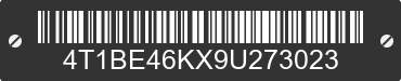 2009 TOYOTA Camry 4T1BE46KX9U273023 VIN decoded