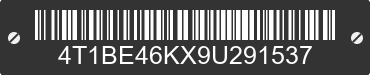2009 TOYOTA Camry 4T1BE46KX9U291537 VIN decoded