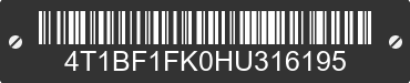 2017 TOYOTA Camry 4T1BF1FK0HU316195 VIN decoded
