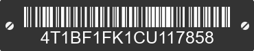 2012 TOYOTA Camry 4T1BF1FK1CU117858 VIN decoded