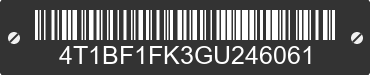 2016 TOYOTA Camry 4T1BF1FK3GU246061 VIN decoded