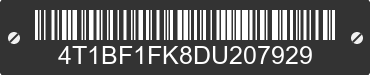 2013 TOYOTA Camry 4T1BF1FK8DU207929 VIN decoded