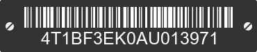 2010 TOYOTA Camry 4T1BF3EK0AU013971 VIN decoded