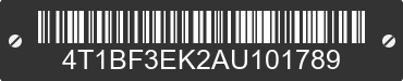 2010 TOYOTA Camry 4T1BF3EK2AU101789 VIN decoded