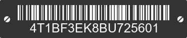 2011 TOYOTA Camry 4T1BF3EK8BU725601 VIN decoded