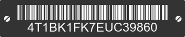 2014 TOYOTA Camry 4T1BK1FK7EUC39860 VIN decoded