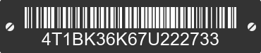 2007 TOYOTA Camry 4T1BK36K67U222733 VIN decoded