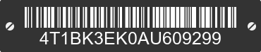 2010 TOYOTA Camry 4T1BK3EK0AU609299 VIN decoded
