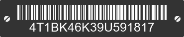 2009 TOYOTA Camry 4T1BK46K39U591817 VIN decoded