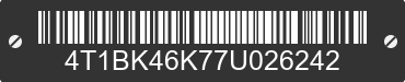 2007 TOYOTA Camry 4T1BK46K77U026242 VIN decoded