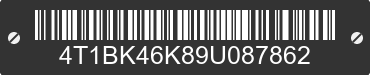 2009 TOYOTA Camry 4T1BK46K89U087862 VIN decoded