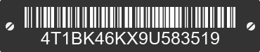 2009 TOYOTA Camry 4T1BK46KX9U583519 VIN decoded