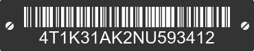 2022 TOYOTA Camry 4T1K31AK2NU593412 VIN decoded