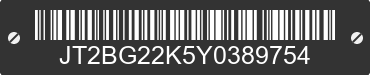2000 TOYOTA Camry JT2BG22K5Y0389754 VIN decoded