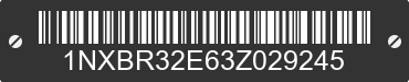 2003 TOYOTA Corolla 1NXBR32E63Z029245 VIN decoded