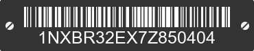 2007 TOYOTA Corolla 1NXBR32EX7Z850404 VIN decoded